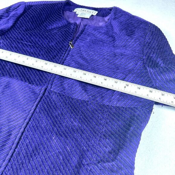 Carlisle Purple Wool Blend Vintage‎ Full Zip Cardigan Sweater Women’s 12 - Picture 5 of 9